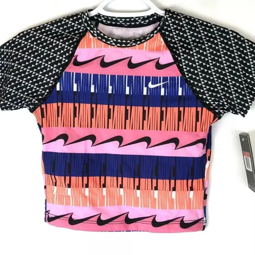 Nike Girl’s Short Sleeve Cropped Top Bikini Swimsuit Set Size L